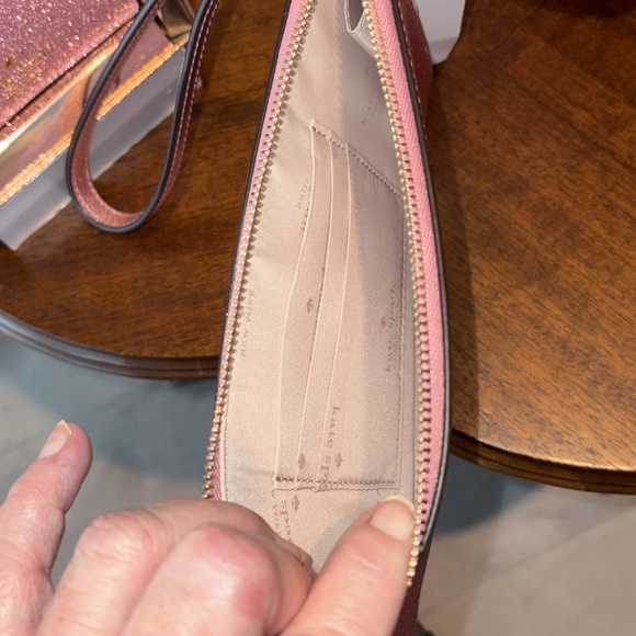 Kate Spade  Glitter mini tote  wristlet
Card holder  Mitten Pink 3 piece set NWT - Picture 17 of 17